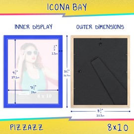 Icona Bay 8x10 Picture Frame, Blue Solid Wood Scandinavian Style Frame for Photo, Pizzazz Collection