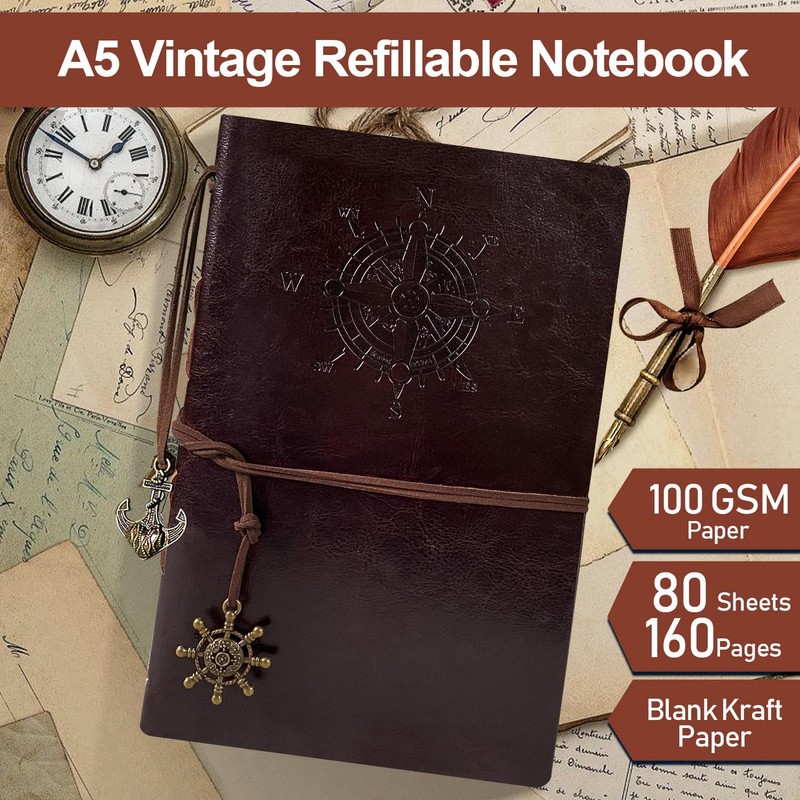 Joy & Inspiration PU Leather Notebook A5 Dark Brown Refillable