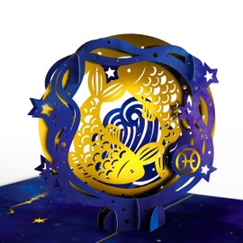 Lovepop® Special Birthday Card Zodiac Sign Pisces Unique 3D Pop-Up Birthday Card with Premium Envelope & Hidden Compartment Extraordinary Folding Card for Astro Fans (Pisces)