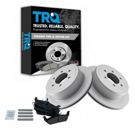 TRQ Rear Brake Pad & Rotor Kit Brake Pads Brake Rotor Ceramic Vented Premium G-Coated Compatible with 2004-2011 Ford F-150 2006-2008 Lincoln Mark LT