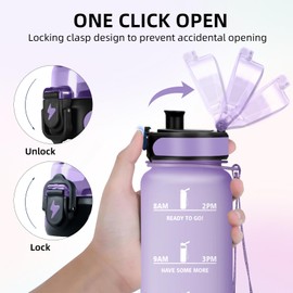 Grsta Drinking Bottle 1 L, Sports Water Bottle with Filter, Leak-Proof for Adults, Water Bottle with Time Marking, Motivational Drinking Bottle for Fitness, Yoga, Camping, Outdoor