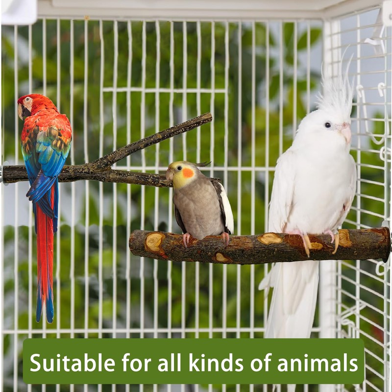 Natural Wood Bird Perch Wooden Parrot Perch Stand Platform Hanging