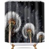 NTETSN Black Dandelion Floral Shower Curtain Abstract Flying Dandelions Seeds