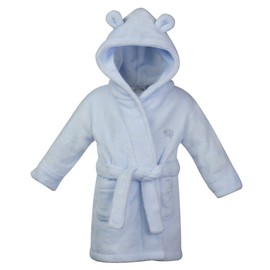 STYLE MIXX Baby Boys Hooded Supersoft Fleece Bath Robe With Ears Girls Heart Dressing Gown (12-18 MONTHS, BLUE 18C205)