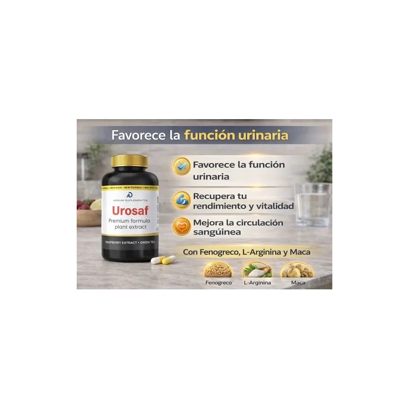 Urosaf| Suplemento| 100cap| L-arginina| Maca| Apoyo Urinario