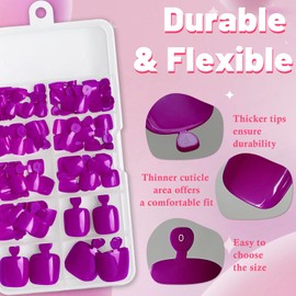 AddFavor 120pcs Purple Press on Toenails for Women, Toe Nail Press on Square Fake Toenails Purple Full Cover Toenail Press ons Fake Toe Nail Tips Glue on Toenails, 12 Sizes Toe Press on Nails