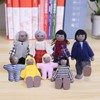 DAVBNM Sets of 7 Wooden Dolls House Family Dolls Toys,