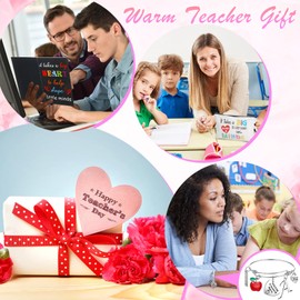 Kenning 3 Pcs Teacher Appreciation Week Gifts Set Include Inspirational Notebook with Quote, Zippered Makeup Bag and Bracelet with Initial for Teacher Week, Birthday, Back to School(Letter A)