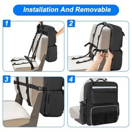 GRAOSO Boat Organizers and Storage, Boat Back Seat Carrying Bag with Rubber Handle and Adjustable Back Belt, Multiple Pockets for Boat Accessories, Black