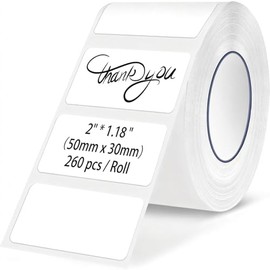 Rongta Label Tape for R22, Labels/Roll, Standard Laminated Thermal Label Tape, Waterproof, Oil-Proof Sticker for Home Office Small Business Labeling,White (2''×1.18'' (260 Labels/Roll))