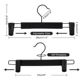 Guhmctt 10 Pack Pants Hangers with Adjustable Non-Slip Clips Anti-Rust Hanging Hook for Trouser,Skirts,Jeans,Clothes Hangers Black