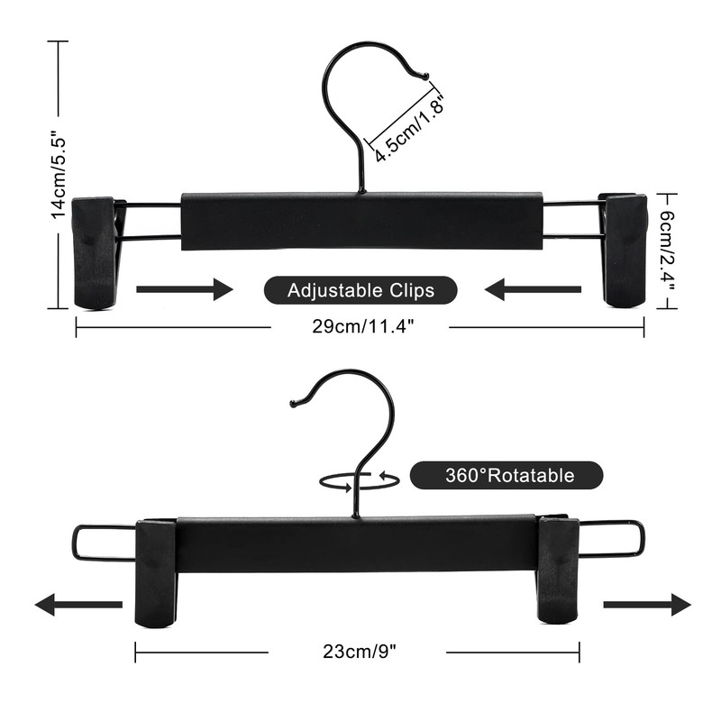 Guhmctt 10 Pack Pants Hangers with Adjustable Non-Slip Clips Anti-Rust