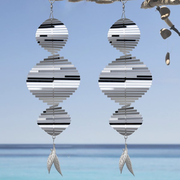 Wind Spinners, 2× 3D Helix Stainless Steel Outdoor Hanging Wind