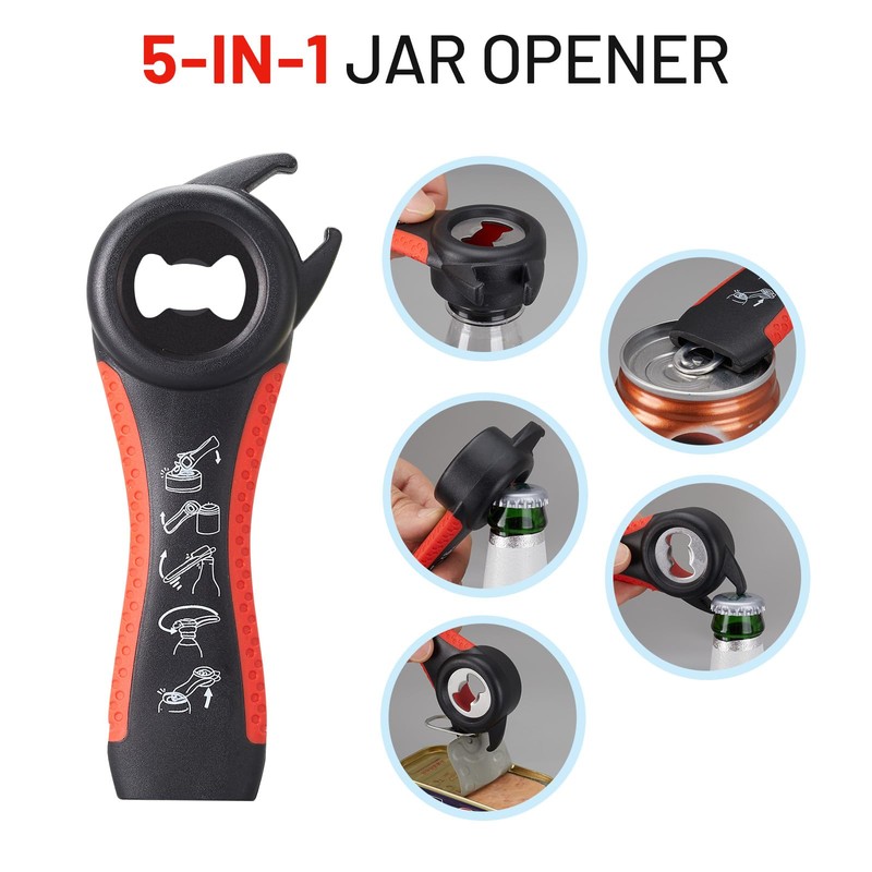 Jar Bottle Opener for Weak Hands,4 &5 in 1 Multi