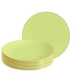LUXE PARTY NYC Plastic 30 Pack Dinnerware Plates | Disposable|10.25"| Dinner Plate|Partyware| Party Supplies | Holidays | Lime and Gold