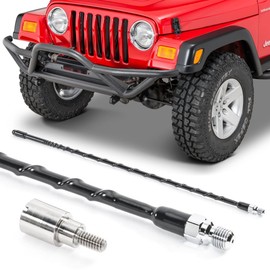 Quadratec 16" Hi Performance AM/FM Stubby Antenna - Fits Jeep Wrangler TJ, YJ, & LJ Unlimited 1987-2006 - No Tool Installation