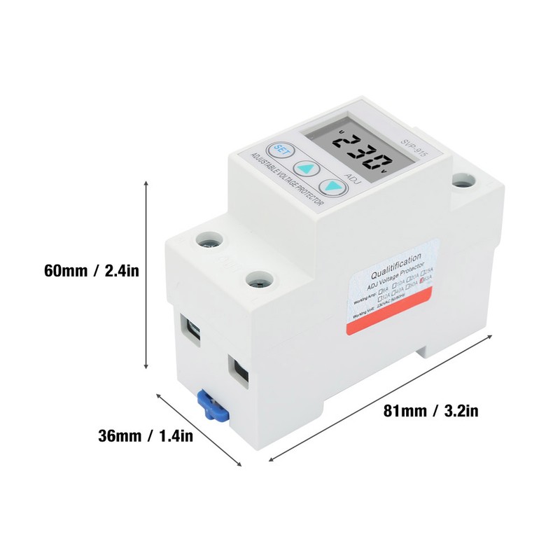 LCD Display Single Phase Adjustable Over Voltage Under Voltage Protector