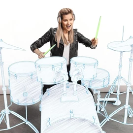 Electronic Drum Set, Portable Air Drum Air Drum Sticks & Pedals, 3D Motion Sensing RGB Virtual Drum Kit with BT, Quiet Electric Drum Kit, for Beginner Adults (Green)