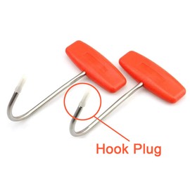 TIHOOD 2PCS Meat Hooks for Butchering,T Shaped Boning Hooks with Handle 6 inch Stainless Steel Butcher Shop Tool Kit (Orange x2)