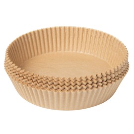 Restaurantware-Pastry Tek 6.3 x 6.3 x 1.8 Inch Air Fryer Liners, 100 Round Air Fryer Baskets - No-Stick Silicone Coating, Unbleached, Food-Grade Paper Liners, For Steamer, Microwave, Oven, Fry Pan