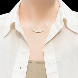 Dainty 925 Sterling Silver Curved Tube Bar Necklace Minimalist Balance Necklace Gift for Women Birthday Present for Wife Girlfriend Gift (20 inches)