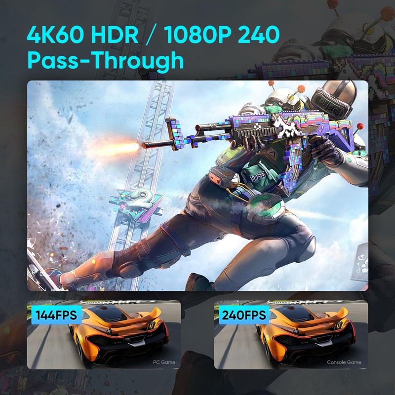 4K 60fps HDMI Video Game Capture and Passthrough Support HDR