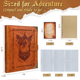 Byhoo Spellbook Cards Holder DND RPG Pocket Spell Book & Reference Card Holder, Tome of Recollection TTRPG Gaming Accessories for DND Beginner Master (60 Poker-Size Player Cards Included)