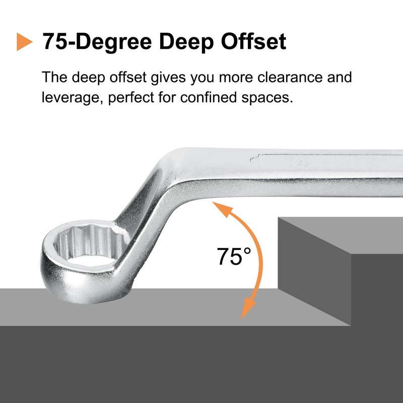 sourcing map Offset Extra Long Box End Wrench 14 x