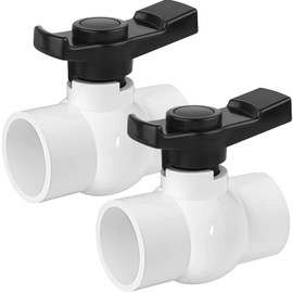 Boltigen 2 inch PVC Ball Valve, 2Pack Slip Full Flow Port Shut Off Valves with Rotatable ''T'' Handle, Sch40 Plastic Socket Control Valve, for Swimming Pool, Irrigation, Industry Sewage Water Pipe