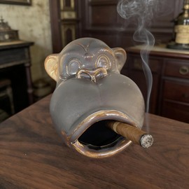 Cigar Ashtrays, Ceramic Monkey Ashtrays for Smokers, Elegant Ashtrays for Patio Indoor Home Decor Garden, Cigar Accessories for Men, Unique Cigar Gifts for Men