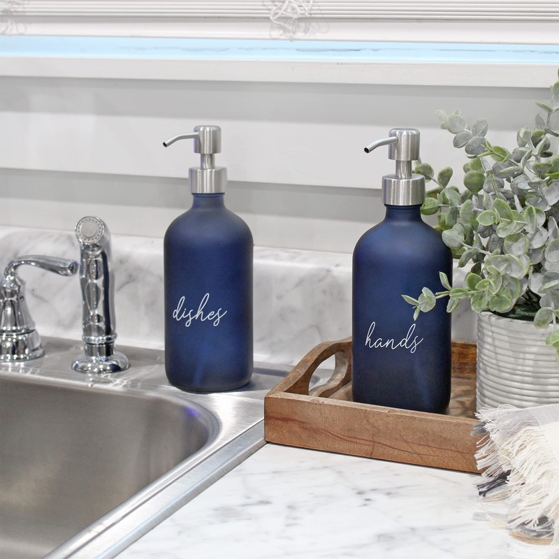 Cornucopia 16oz Hands Dishes Pump Bottles (Blue, Set of 2);