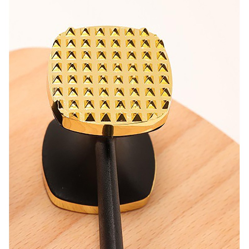 Meat Beat Hammer, 9.7 Inch Gold and Black Zinec Alloy