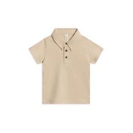 Colored Organics Organic Shirts - Ben Polo Short Sleeve Tee - Infant Toddlers Kids - Oat Polo 3T