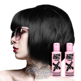 2 x Crazy Colour Semi Permanent Hair Colour 100ml, , , Natural Black,