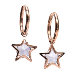 LuckyLy Aretes de Mujer con Zirconia Cúbica, Arracadas de Acero Inoxidable Mujer con Baño de Oro Rosa 18k y Estrellas Colgantes – Regalos para Mujer Cumpleaños, Regalos Mujer Navidad, Modelo Cira