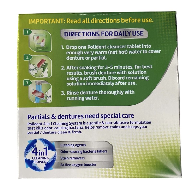 Polident 3-minute Daily Cleaner Denture 40 CT Exp 4/26 Triple