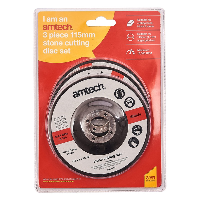 Amtech V1020 3 Piece 115mm stone cutting disc set