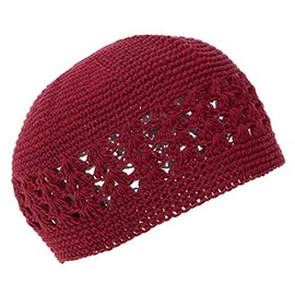 Knit Kufi Hat - Koopy Cap - Crochet Beanie (Burgundy)