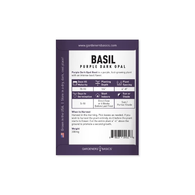 Basil Seeds for Planting Herbs Purple - (Purple Dark Opal)