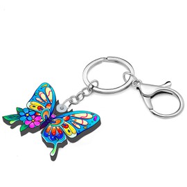 BONSNY Morpho Menelaus Butterfly Key Chains for Women Car Purse Bag Rings Pendant Charms (Turquoise)