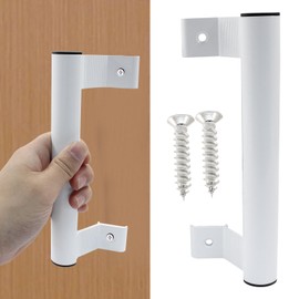Jiozermi 2 Pack Sliding Door Handle, 8" Aluminum Patio Door Handle Fits 6-5/8 in Mounting Holes for Patio Barn and Glass Doors (White)