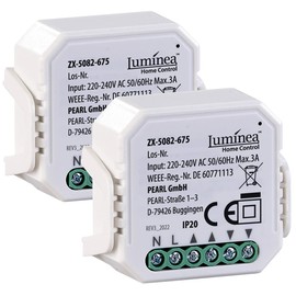 Luminea Home Control Rollo Steuerung: 2er-Set WLAN-Unterputzmodule für smarte Rollladen, App & Sprachbefehl (Rollladenschalter, Rolladensteuerung WLAN, Rollladenaktor)