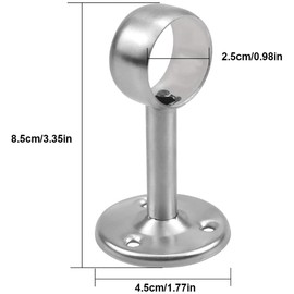 cailiya Pack of 4 Curtain Rods Bracket, Adjustable Ceiling Bracket, Brackets for Attaching Curtain Rods to Ceilings or Walls, Cabinet Lever Support with Screws - Silver