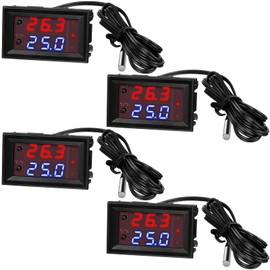 4 Pieces 12V Electronic Temperature Controller Programmable -50 to 110 Degree Celsius Heating/Cooling Thermostat Control Switch Module Ntc Waterproof Sensor Probe Dual Color LED Display Monitor