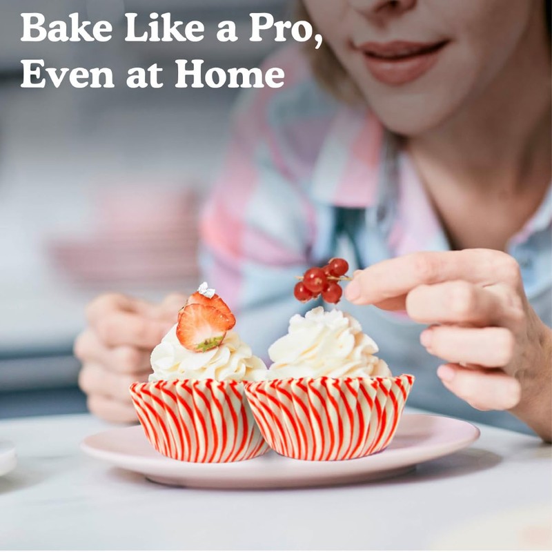 Regency Wraps Greaseproof Baking Cups, Red Pisa Stripe, Standard, 40