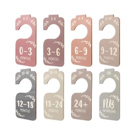 Benaewa 8 Pcs Baby Wardrobe Dividers, Wooden Baby Clothes Organiser, Hanger Dividers for Sorting Clothes from Newborn to 24 Months Size