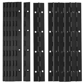 12PCS 8Inch Black Continuous & Piano Hinges, 1.2'' Open Width Heavy Duty Piano Hinge with Holes, 304 Stainless Steel 0.04'' Folding Hinges for Storage Boxes Cabinets Door Piano