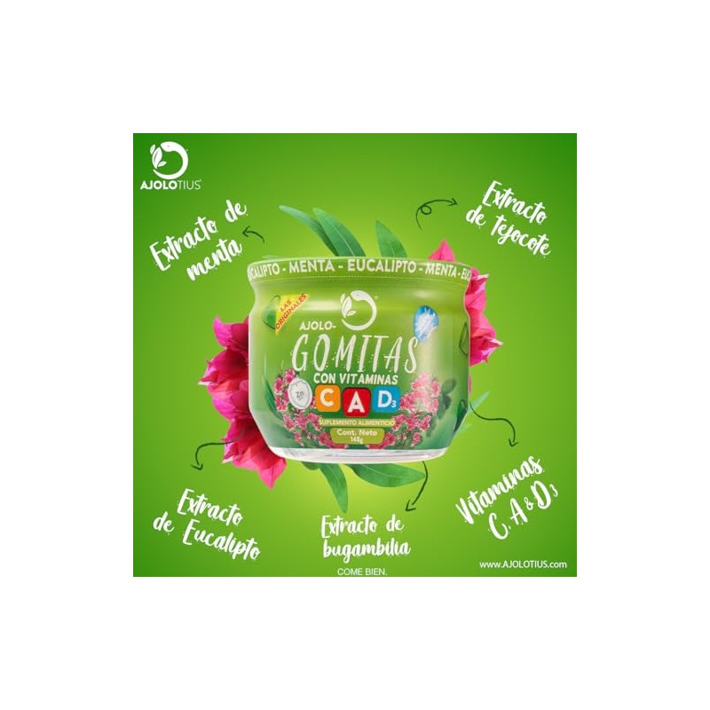 Gomitas Ajologomitas Eucalipto Menta con Vitaminas A D & C