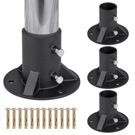 Insaga Chain Link Fence Post 2'' Floor Flange Base, Heavy Duty Round Fence Post Base, Chain Link Fence Parts for Metal Post with Floor Bracket, Mailbox Round Post Mount, Fit OD 1-7/8'' Pipe/Post, 4Pcs