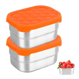 Huipalon 2 Pack Snack Pots Snack Containers 8oz Small Food Containers with Lids 304 Stainless Steel Snack Pots with Lids for Travel Camping Picnic (230ml)